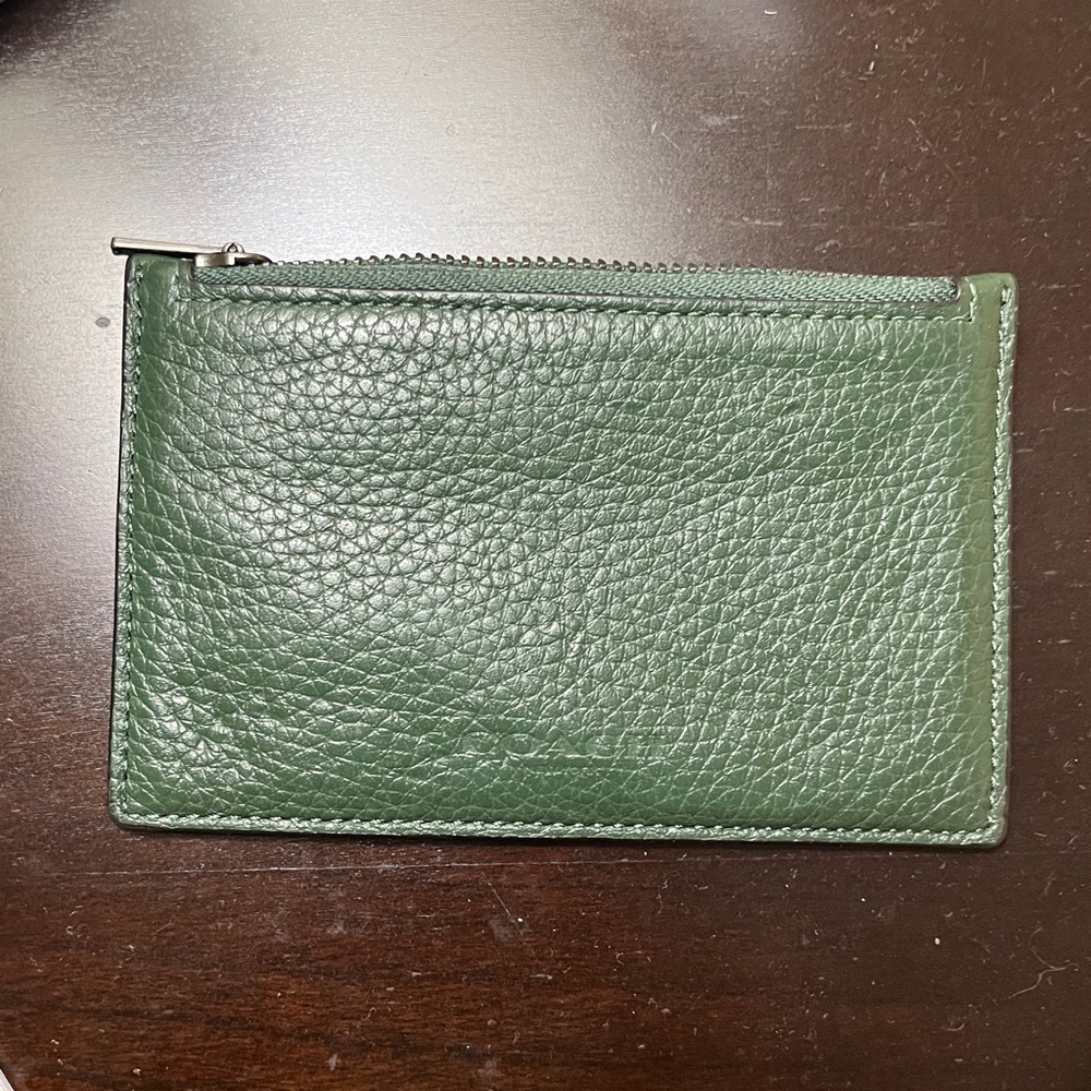 Coach Dark Green Leather Card Holder